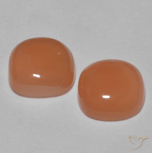 Gemas de Piedra de Luna Naranja rojizo claro natural de 2.49 ct, Forma Cojín, Translúcido