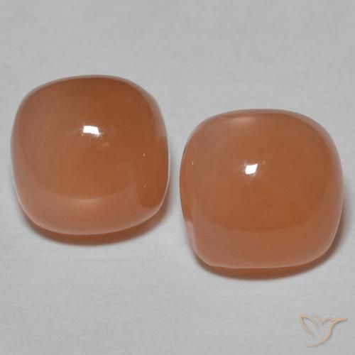 Gemas de Piedra de Luna Durazno amarronado natural de 3.18 ct, Forma Cojín, Translúcido