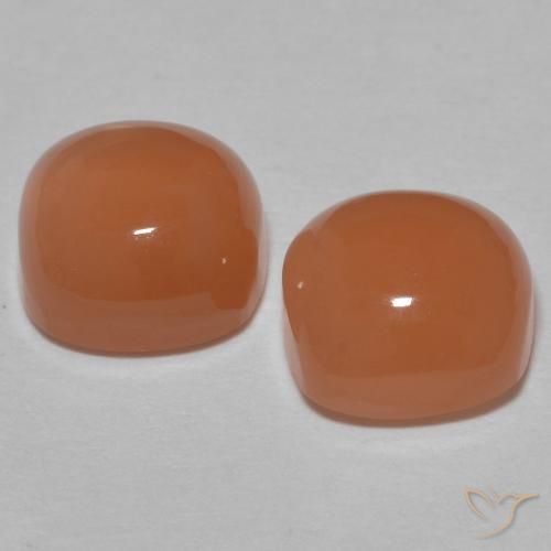 Gemas de Piedra de Luna Durazno amarronado natural de 3.18 ct, Forma Cojín, Translúcido