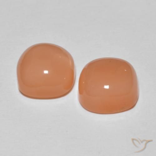 Gemas de Piedra de Luna Naranja cantaloupe natural de 4.98 ct, Forma Cojín, Translúcido