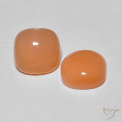 Gemas de Piedra de Luna Naranja rojizo claro natural de 3.53 ct, Forma Cojín, Translúcido