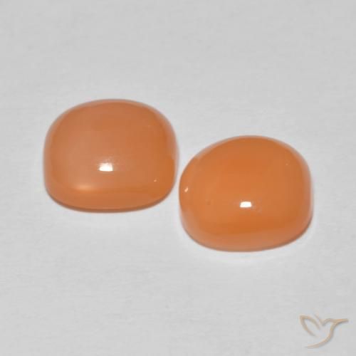 Gemas de Piedra de Luna Naranja rojizo claro natural de 3.53 ct, Forma Cojín, Translúcido