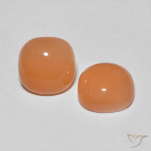 Gemas de Piedra de Luna Naranja rojizo claro natural de 3.52 ct, Forma Cojín, Translúcido