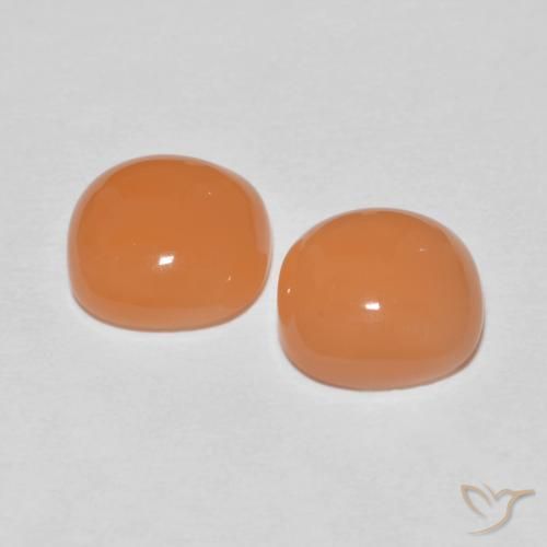 Gemas de Piedra de Luna Naranja rojizo claro natural de 3.52 ct, Forma Cojín, Translúcido