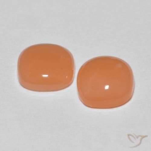 Gemas de Piedra de Luna Naranja medio natural de 2.48 ct, Forma Cojín, Translúcido