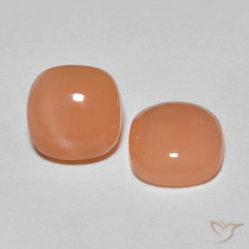 Gemas de Piedra de Luna Naranja durazno natural de 4.09 ct, Forma Cojín, Translúcido