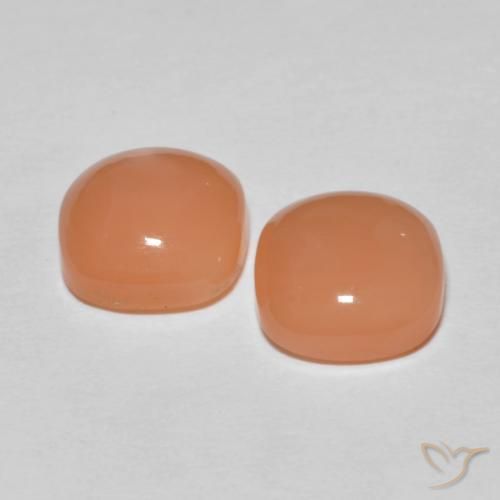 Gemas de Piedra de Luna Naranja durazno natural de 4.09 ct, Forma Cojín, Translúcido