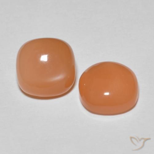 Gemas de Piedra de Luna Naranja claro natural de 4.07 ct, Forma Cojín, Translúcido