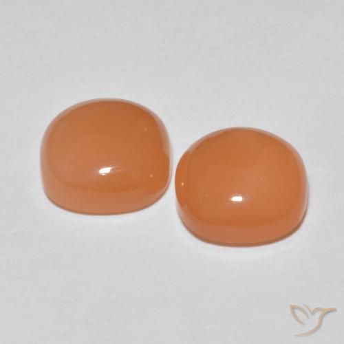 Gemas de Piedra de Luna Naranja claro natural de 4.07 ct, Forma Cojín, Translúcido