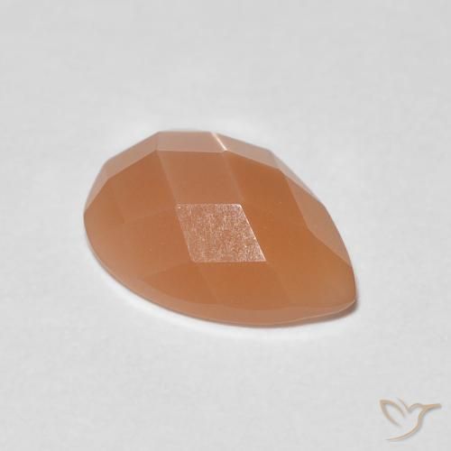 0.93ct Natural Naranja melocotón vívido Piedra de Luna, En forma de pera, Transparente