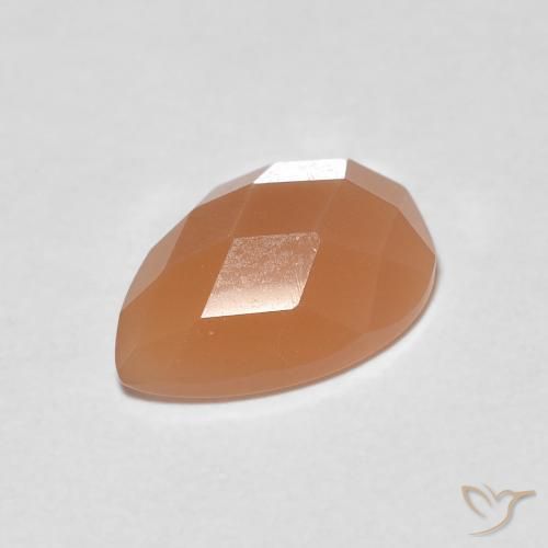Piedra de Luna Naranja melocotón vívido natural de 0.93 ct, En forma de pera, Transparente
