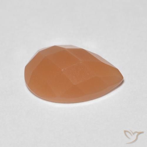 Piedra de Luna Naranja melocotón vívido natural de 0.93 ct, En forma de pera, Transparente