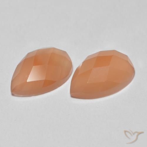 2.01ctw Natural Naranja cantaloupe Piedra de Luna, En forma de pera, Transparente