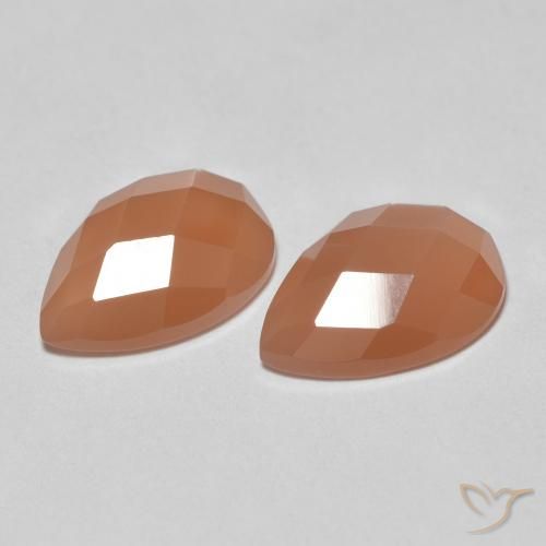 2.08ctw Natural Durazno amarronado Piedra de Luna, En forma de pera, Transparente