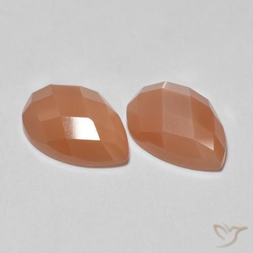 Gemas de Piedra de Luna Durazno amarronado natural de 2.08 ct, En forma de pera, Transparente