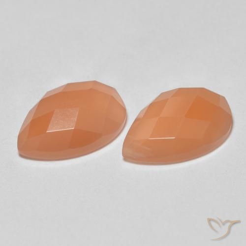 2.07ctw Natural Naranja medio Piedra de Luna, En forma de pera, Transparente
