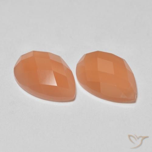 Gemas de Piedra de Luna Naranja medio natural de 2.07 ct, En forma de pera, Transparente
