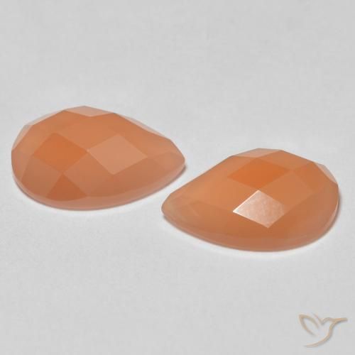 Gemas de Piedra de Luna Naranja medio natural de 2.07 ct, En forma de pera, Transparente