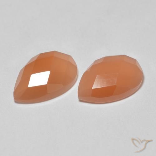 2.08ctw Natural Naranja claro Piedra de Luna, En forma de pera, Transparente