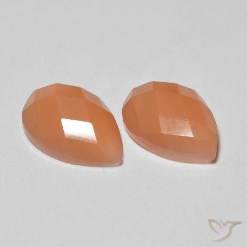 Gemas de Piedra de Luna Naranja claro natural de 2.08 ct, En forma de pera, Transparente