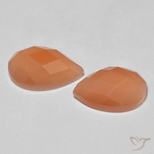 Gemas de Piedra de Luna Naranja claro natural de 2.08 ct, En forma de pera, Transparente