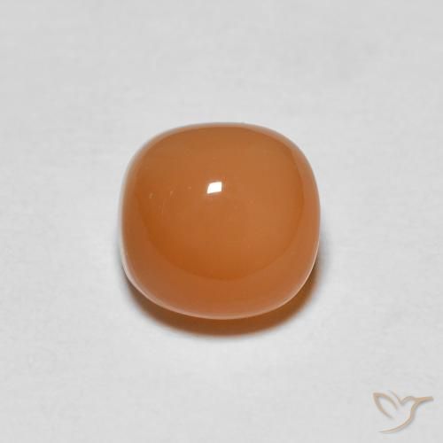 1.29ct Natural Naranja melocotón vívido Piedra de Luna, Forma Cojín, Translúcido