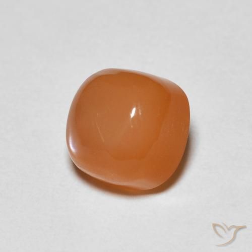 Piedra de Luna Naranja rojizo claro natural de 1.23 ct, Forma Cojín, Translúcido