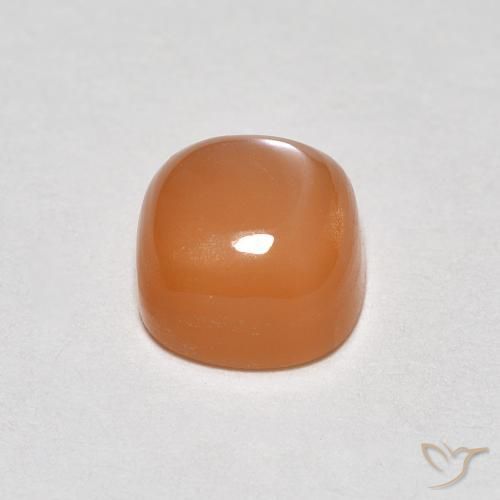 Piedra de Luna Naranja rojizo claro natural de 1.23 ct, Forma Cojín, Translúcido