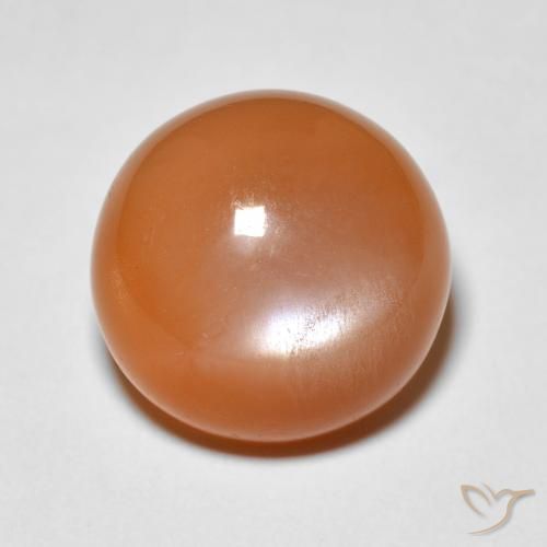 5.15ct Natural Naranja melocotón vívido Piedra de Luna, Redondo, Opaco