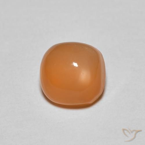 1.18ct Natural Naranja melocotón vívido Piedra de Luna, Forma Cojín, Translúcido