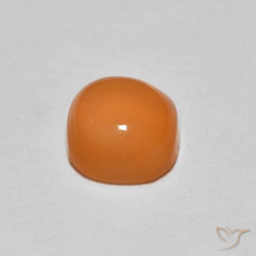 Piedra de Luna Naranja melocotón vívido natural de 1.18 ct, Forma Cojín, Translúcido