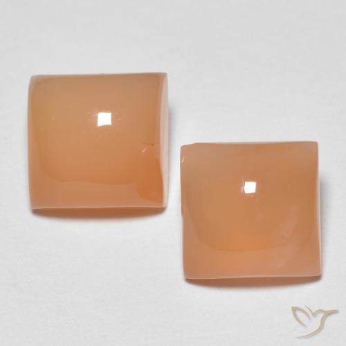 4.12ctw Natural Naranja durazno Piedra de Luna, Cuadrado, Transparente