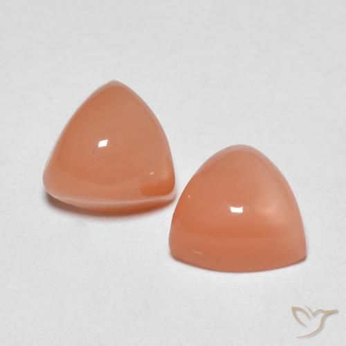 Gemas de Piedra de Luna Naranja medio natural de 1.98 ct, Trillón, Translúcido