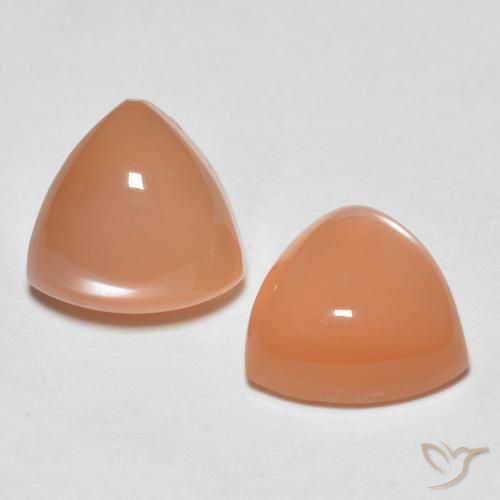 Gemas de Piedra de Luna Naranja cantaloupe natural de 4.09 ct, Trillón, Transparente