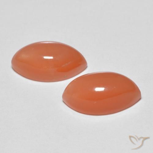 Gemas de Piedra de Luna Naranja medio natural de 3.23 ct, Marquesa, Translúcido