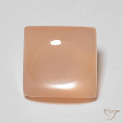 1.66ct Natural Naranja durazno Piedra de Luna, Cuadrado, Transparente