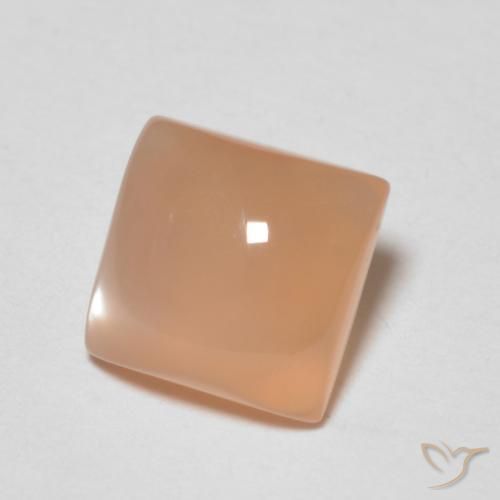 Piedra de Luna Naranja cantaloupe natural de 1.14 ct, Cuadrado, Transparente
