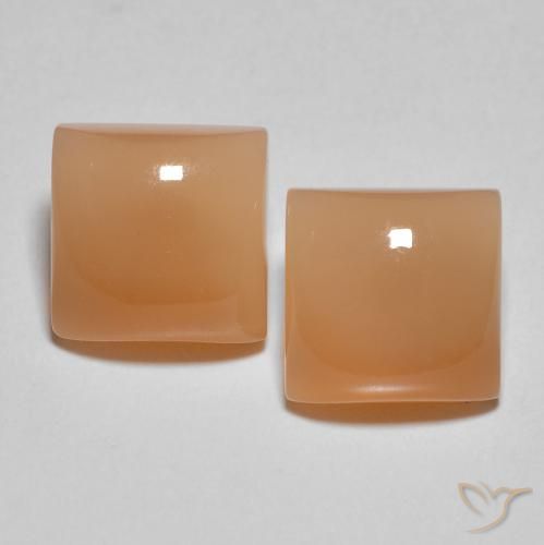 3.90ctw Natural Naranja durazno Piedra de Luna, Cuadrado, Translúcido