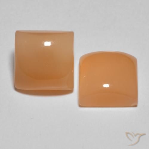 Gemas de Piedra de Luna Naranja durazno natural de 3.90 ct, Cuadrado, Translúcido