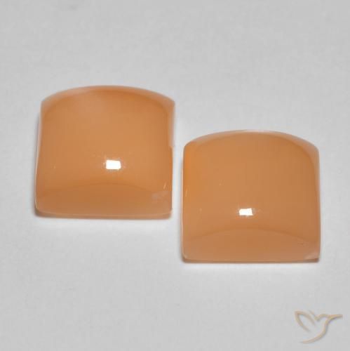 Gemas de Piedra de Luna Naranja durazno natural de 3.90 ct, Cuadrado, Translúcido