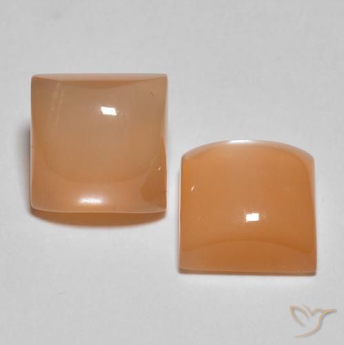 Gemas de Piedra de Luna Naranja durazno natural de 4.38 ct, Cuadrado, Translúcido