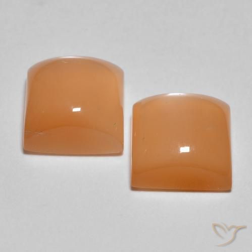 Gemas de Piedra de Luna Naranja durazno natural de 4.38 ct, Cuadrado, Translúcido