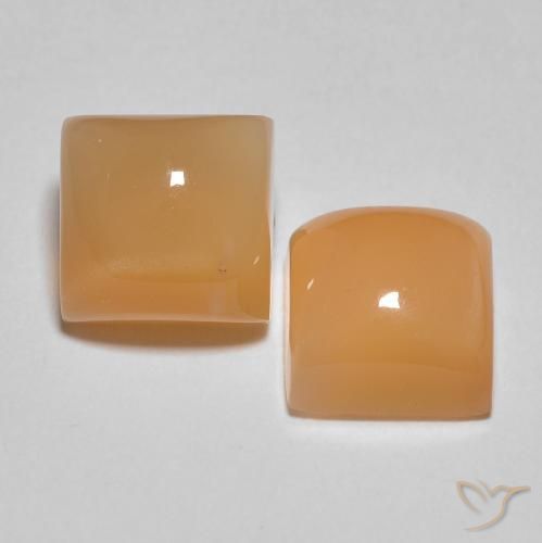 Gemas de Piedra de Luna Medium Light-Orange natural de 4.58 ct, Cuadrado, Translúcido