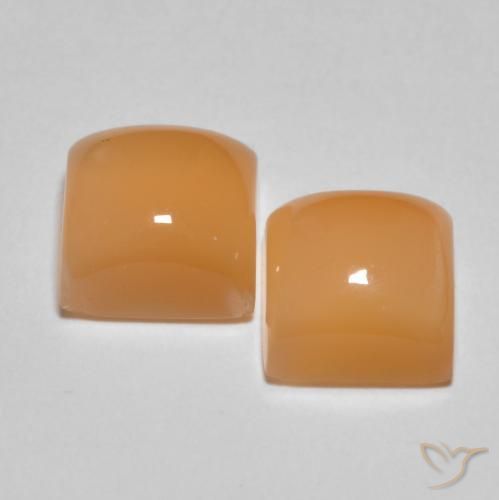 Gemas de Piedra de Luna Medium Light-Orange natural de 4.58 ct, Cuadrado, Translúcido