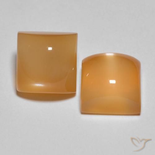 Gemas de Piedra de Luna Crema naranja natural de 5.33 ct, Cuadrado, Translúcido