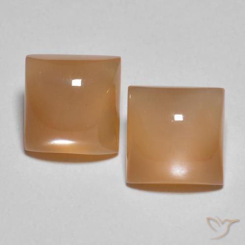 3.99ctw Natural Naranja durazno Piedra de Luna, Cuadrado, Translúcido