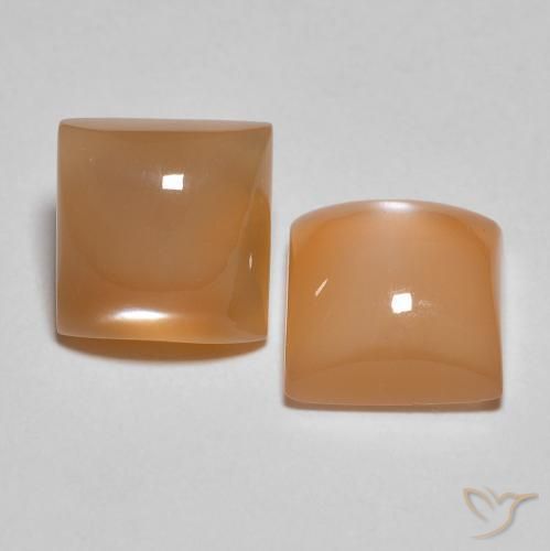 Gemas de Piedra de Luna Naranja durazno natural de 3.99 ct, Cuadrado, Translúcido
