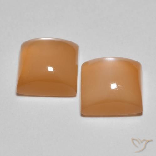 Gemas de Piedra de Luna Naranja durazno natural de 3.99 ct, Cuadrado, Translúcido