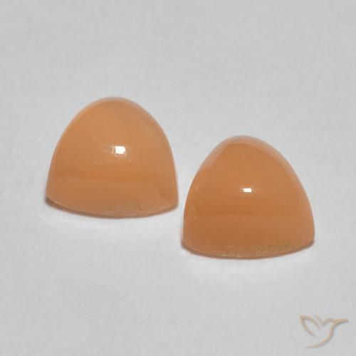 Gemas de Piedra de Luna Naranja cantaloupe natural de 1.25 ct, Trillón, Translúcido