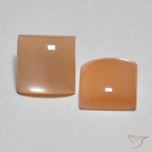 Gemas de Piedra de Luna Naranja cantaloupe natural de 3.15 ct, Cuadrado, Translúcido